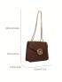 PU Square Bag Metal Decor Chain