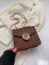 PU Square Bag Metal Decor Chain