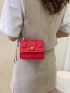 PU Square Bag Embossed Detail Chain