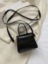 PU Square Bag Crocodile Embossed Mini Black