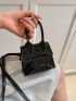 PU Square Bag Crocodile Embossed Mini Black