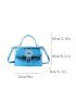 PU Square Bag Flap Rhinestone Buckle Decor