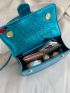 PU Square Bag Flap Rhinestone Buckle Decor