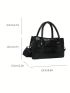 Crocodile Embossed Square Bag Double Handle Zipper Black PU