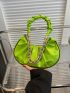 Chain Decor Ruched Bag Funky Green