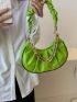 Chain Decor Ruched Bag Funky Green