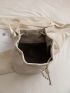 Medium Flap Backpack Solid Color Metal Decor