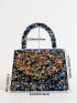 Sequin Decor Flap Square Bag Glamorous