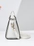 Metal Handle Square Bag Fashion White Contrast Binding