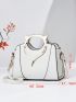Metal Handle Square Bag Fashion White Contrast Binding