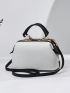 Metal Patch Quilted Pattern Square Bag Fashion With Zipper