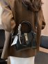 Small Square Bag Twist Lock Double Handle Twilly Scarf