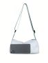 Geometric Pattern Hobo Bag Zipper Adjustable Strap