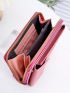 Letter Print Quilted Pattern Phone Wallet Fashion Pink