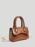 BIZwear Crocodile Embossed Square Bag Mini Brown For Business Work Office