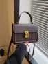 Mini Square Bag Solid Color Top Handle Flap