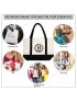 BeeGreen Canvas Bag w Zipper Closure for Beach Personalized Tote Bag with Inner & Front Pockets Embroidery Monogrammed Initial Tote Bag for Mother's Day Wedding Bridesmaid Birthday School Letter B