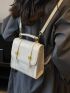 Mini Flap Backpack Crocodile Embossed & Letter Pattern