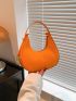 Orange Geometric Embossed Hobo Bag Minimalist