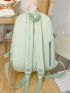 Letter Patch Decor Classic Backpack Medium Zipper With Bag Charm