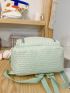 Letter Patch Decor Classic Backpack Medium Zipper With Bag Charm