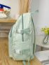 Letter Patch Decor Classic Backpack Medium Zipper With Bag Charm
