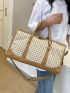 Two Tone Travel Bag Houndstooth Pattern Large Capacity