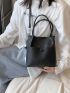 Mini Satchel Bag Double Handle Solid Color Elegant Style