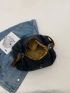 Patch Decor Hobo Bag Large Capacity Black Zipper