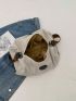 Patch Decor Hobo Bag Large Capacity Zipper