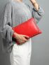 Medium Wristlet Bag Studded Decor Neon Red