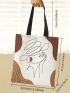 Figure Graphic Shopper Bag Small Canvas Preppy