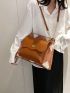 Geometric Pattern Shoulder Tote Bag Large Capacity Twist Lock