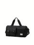 Letter Patch Decor Travel Bag Luggage Handbag Shoulder Bag Waterproof Nylon Sports Gym Bag