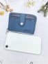 Men Embossed Graphic Card Holder Snap Button Blue