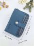 Men Embossed Graphic Card Holder Snap Button Blue