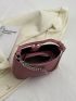 Solid Pink Shoulder Bag Button & Chain Decor