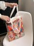 Cartoon Print Tote Bag Double Handle Cute Style