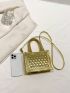 Mini Square Bag Embossed Double Handle Funky Style