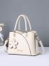 Metal Letter Decor Tote Bag Double Handle With Bag Charm Fashion Style