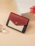 Colorblock Small Wallet Stitch Detail Credit Card Holder For Daily