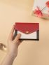 Colorblock Small Wallet Stitch Detail Credit Card Holder For Daily