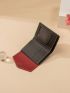 Colorblock Small Wallet Stitch Detail Credit Card Holder For Daily
