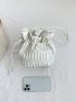 White Bucket Bag Ruched Detail Drawstring For Daily