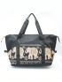 Vintage Oversized Duffel Bag Double Handle Graphic Print