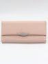 Baby Pink Long Wallet Leaf Decor For Daily