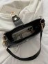 Small Hobo Bag Crocodile Embossed Metal & Pearl Decor
