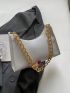 Medium Baguette Bag Embossed Detail Chain Strap