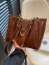 Small Shoulder Tote Bag Metal Decor Vintage