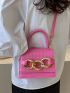 Mini Flap Square Bag Embossed Detail Chain Decor